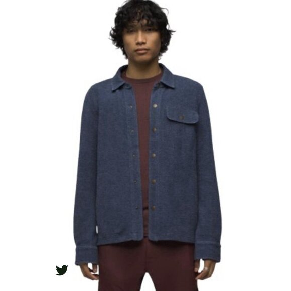 prAna IncrediWool Overshirt Men's Medium Stormy Night Heather Slim NWT MSRP $175 - Picture 2 of 12